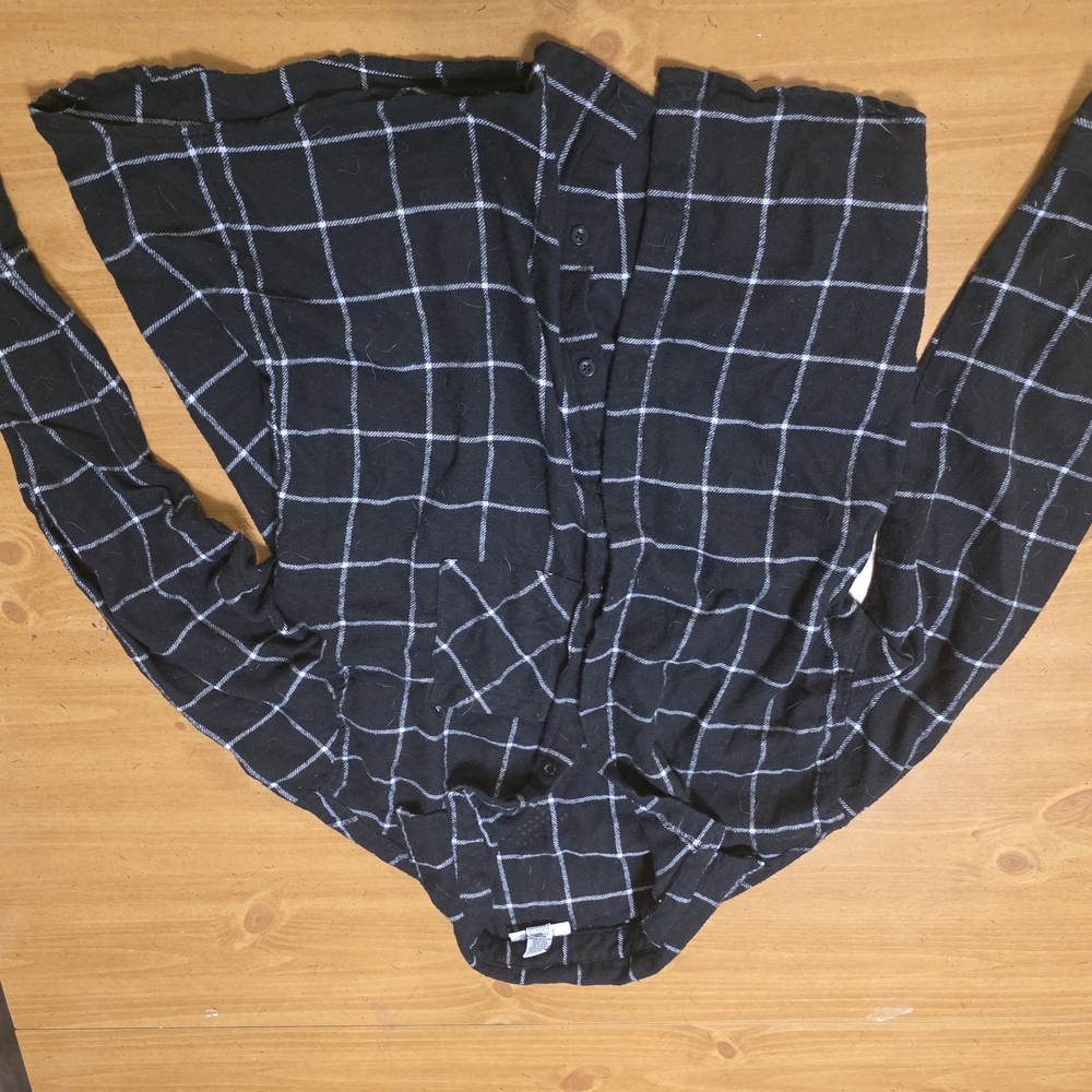 Black Windowpane Button-Up Shirt